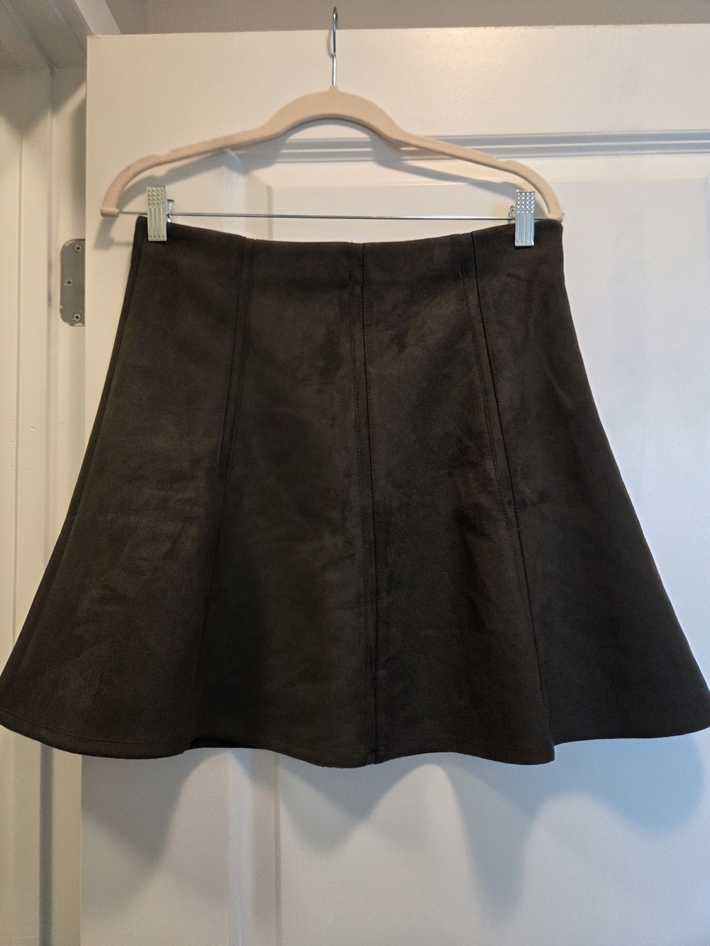 LOFT Outlet Dark Green Faux Suede A-Line Skirt Size 4 NWT
